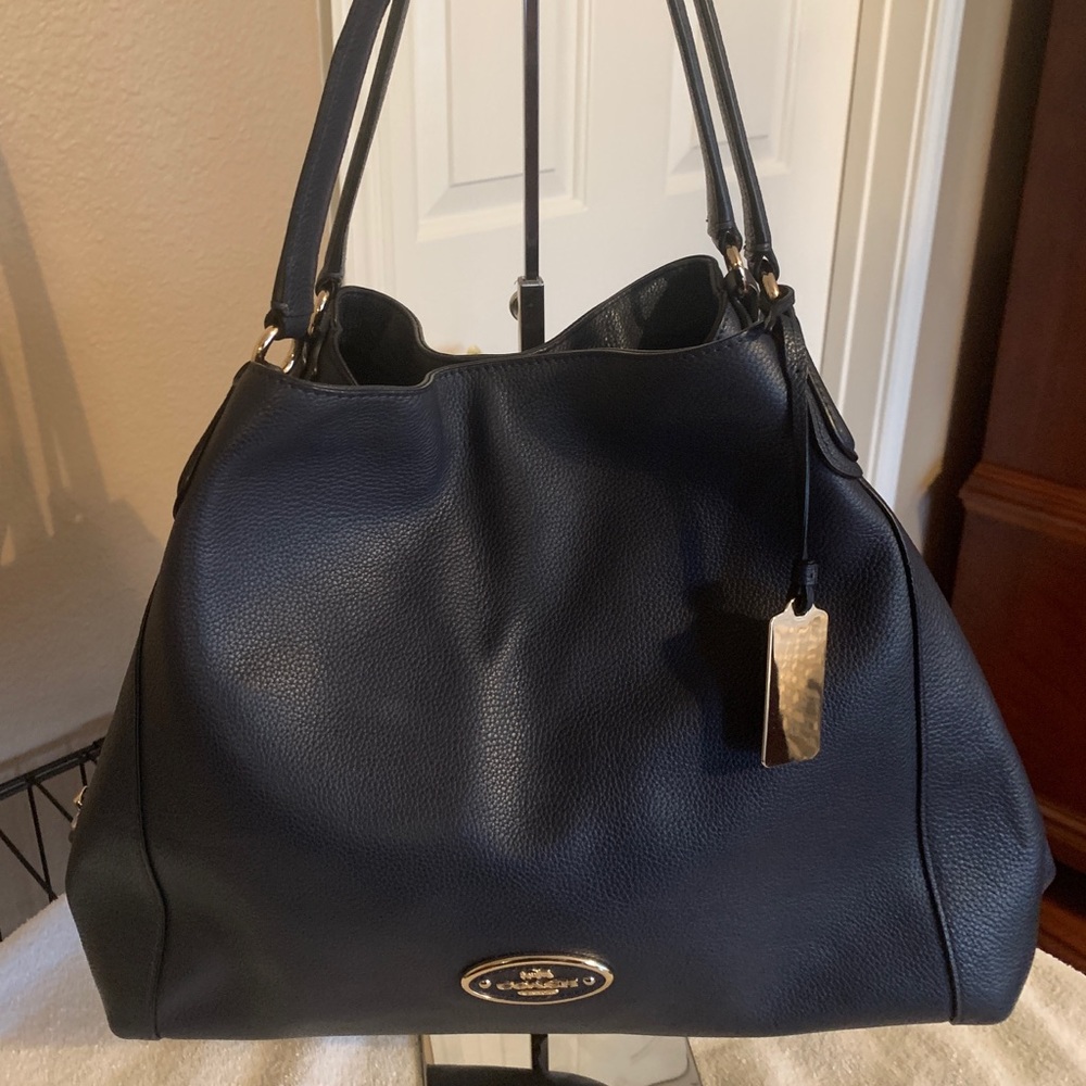Navy Leather Coach Bag